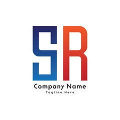 SR letter rectangle shape logo design icon