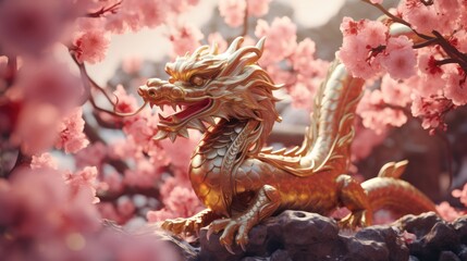 Fototapeta premium Happy new year 2024 year of the dragon. chinese new year of the dragon