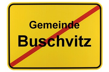 Illustration eines Ortsschildes der Gemeinde Buschvitz in Mecklenburg-Vorpommern