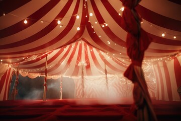 Retro syle circus tent in red and white colors - Powered by Adobe