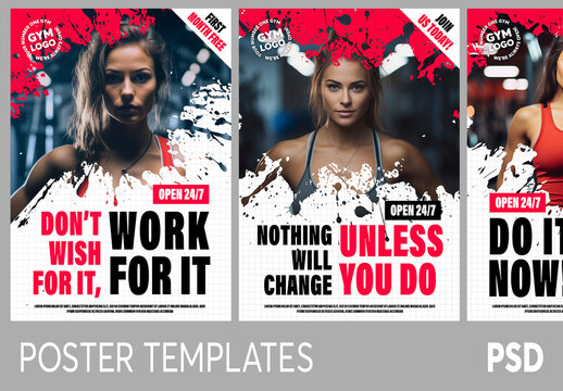 Gym poster design templates, ai generated portrait images
