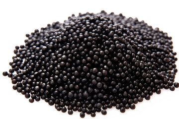 Closeup of natural black caviar as background, texture of expensive luxury fresh sturgeon caviar macro photo.