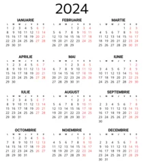Foto op Canvas 2024 romanian calendar. Printable, editable vector illustration for Romania and Moldova. 12 months year calendars © Alex