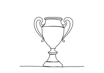 Championship trophy one line drawing vector illustration.