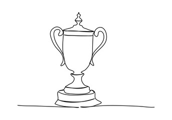 Fototapeta na wymiar Championship trophy one line drawing vector illustration.
