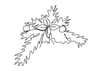 Christmas decoration one line drawing vector illustration.