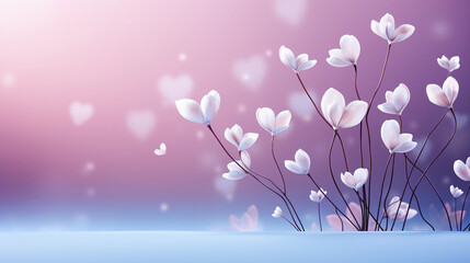 Light White Hearts on a Gentle Lavender Background: Symbolizing Pure Love and Tranquility