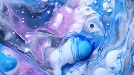 Blue and pink abstract paint background. Fluid art. 3d rendering