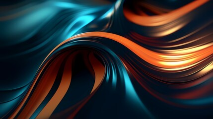 abstract background with smooth lines in blue and orange colors. 3d render
