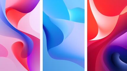 Set of abstract vector backgrounds. Colorful wavy banners with 3d effect.