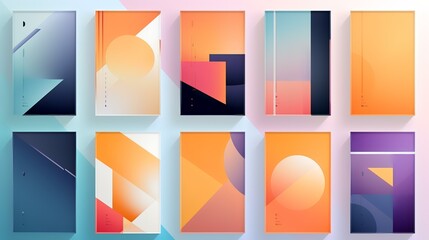 Set of colorful brochure design templates. Modern abstract backgrounds with geometric shapes