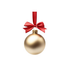 Gold Christmas ball and ribbon bow. clipart for design. Christmas elements. isolated on transparent background.