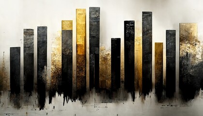 Generative AI, Black and golden watercolor abstract stock market charts painted background. Ink black street graffiti art on a textured paper vintage background, washes and brush strokes	
 - obrazy, fototapety, plakaty