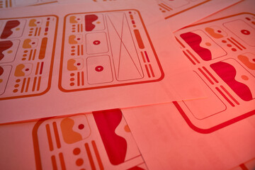 UX website design wireframe. Sketch, prototype, framework, layout future design project. UI/UX - user interface, user experience designer. Creative concept for web design studio. Website development