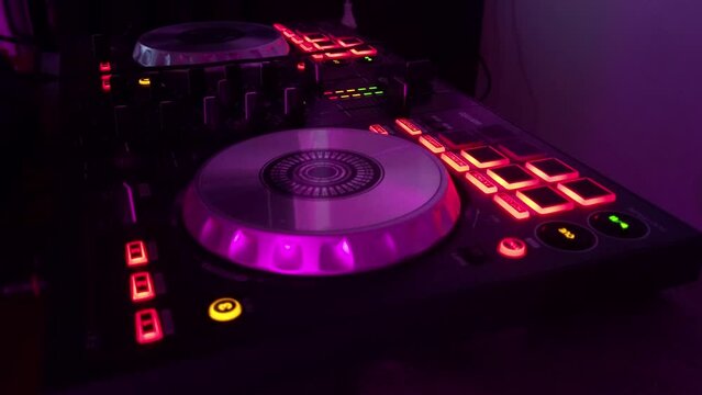 DJ turntable in the nightclub