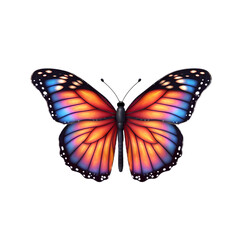 Colorful butterflies isolated on transparent background