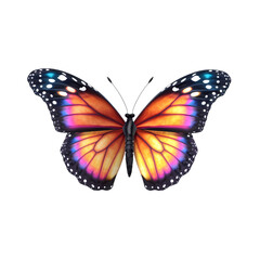 Colorful butterflies isolated on transparent background