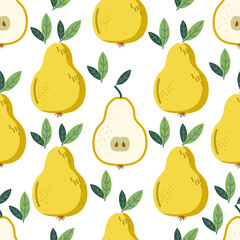 Vector Seamless pattern with Fresh pears for fabric