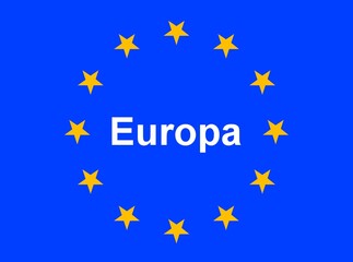 Illustration einer Europaflagge mit der Aufschrift 