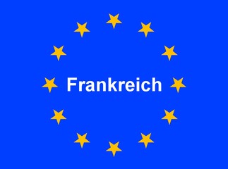 Illustration einer Europaflagge mit der Aufschrift "Frankreich"