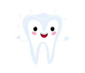 A happy healthy cute tooth. Cartoon baby vector illustration