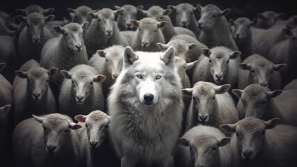 A wolf among the sheep. Concept of one who poses a threat, one who has infiltrated a group under the guise of righteousness.