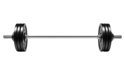 Barbell Isolated Front View on Transparent Background