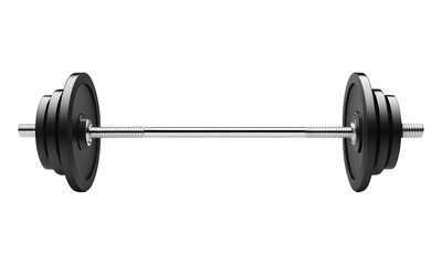 Barbell Isolated Front View on Transparent Background