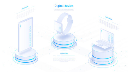 Digital devices white poster vector