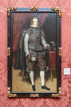 London, UK - May 19, 2023: Philip IV of Spain in Brown and Silver by Diego Velázquez, Exposed at National Gallery of London, United Kingdom