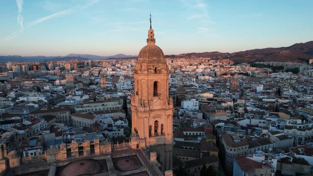 Catedral de Malaga. Spain Andalucia Europe. Video drone 4k