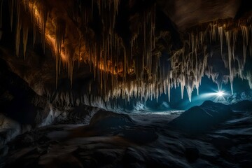 The textures and patterns of stalactites and stalagmites in a cave