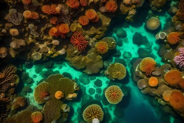 Fototapeta na wymiar The intricate patterns of coral reefs in the island's surrounding sea
