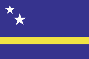 Flag of Curacao. Official symbol of Country of Curacao