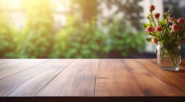 wood table kitchen background blurred background
