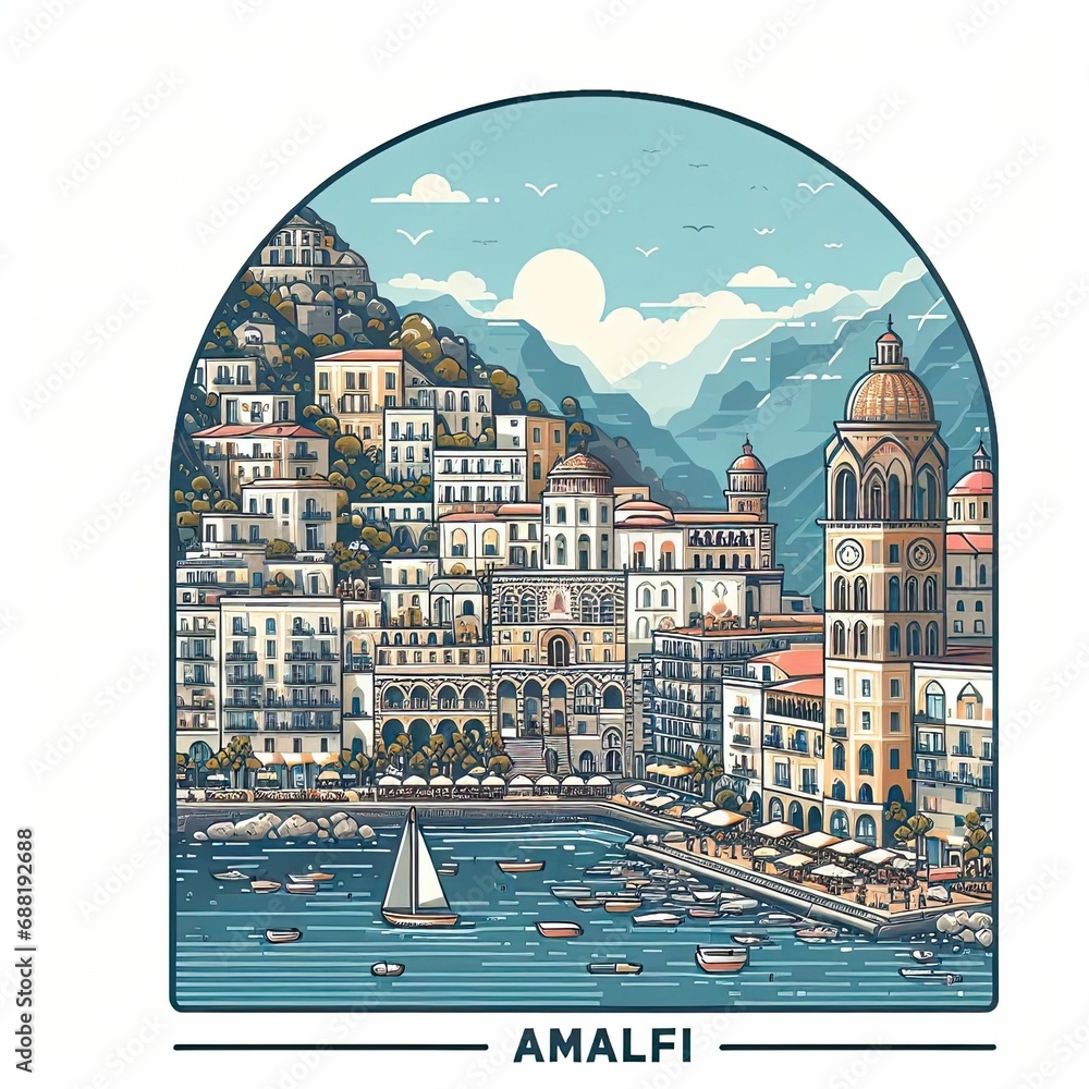 Wall mural amalfi illustration