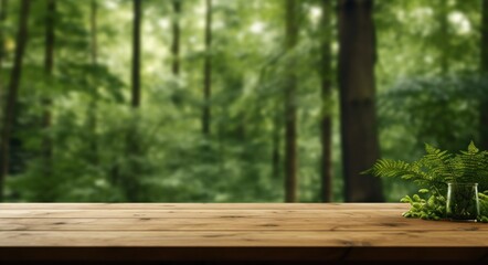 wood wooden table and grass background, nature,