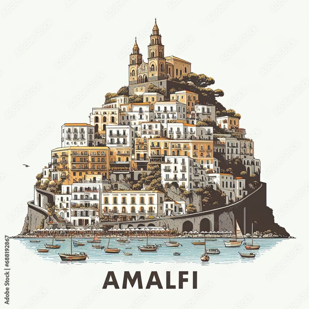 Wall mural amalfi illustration