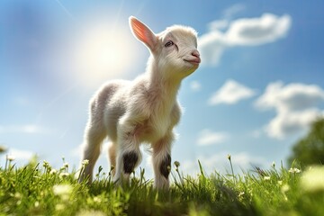 A young goat on the grass