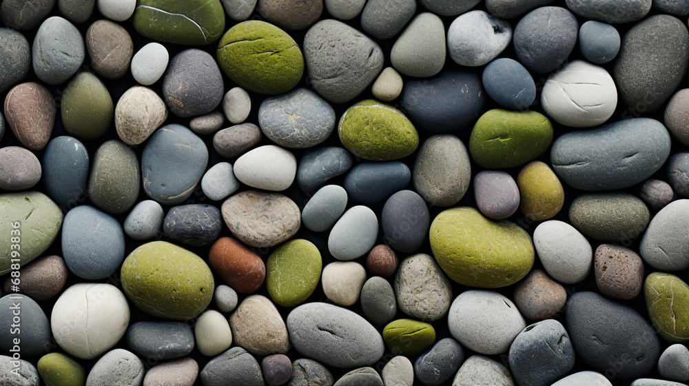 Poster earthy pebble texture with subtle moss accents background