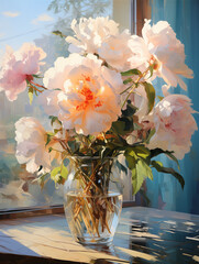 Peony flowers in a vase.