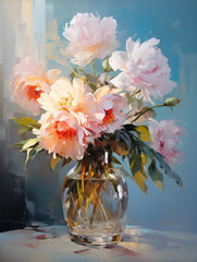 Peony flowers in a vase.