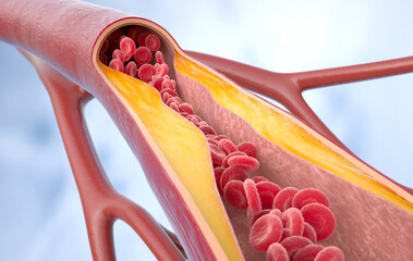 Atherosclerosis disease. Cholesterol in the blood vessels - 688194893