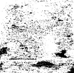 Monochrome texture composed of irregular graphic elements. Distressed uneven grunge background. Abstract vector illustration. Overlay for interesting effect and depth. Isolated on white background.