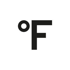 Fahrenheit degrees icon. F is the temperature symbol. Letter designation.