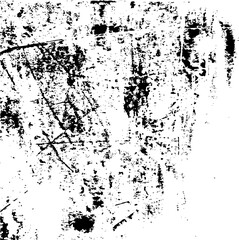 Monochrome texture composed of irregular graphic elements. Distressed uneven grunge background. Abstract vector illustration. Overlay for interesting effect and depth. Isolated on white background.