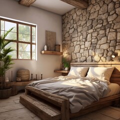 Bedroom high-tech interior, 3d render
