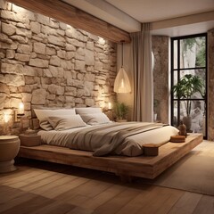 Bedroom high-tech interior, 3d render