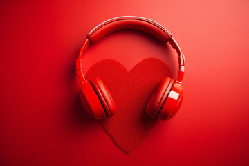 red headphones on white background