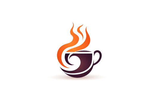 Beautiful colorful coffee cup logo with steam isolated on white background, logo for coffee shop.generative ai